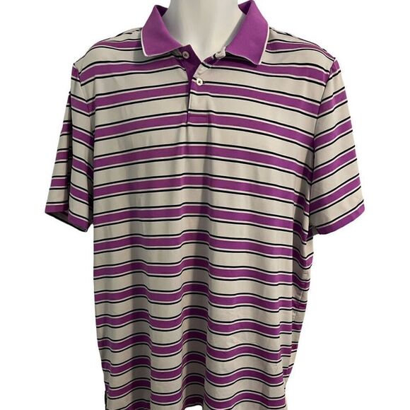 Polo By Ralph Lauren RLX Pink and White Striped Golf Polo. Size XL - Picture 1 of 6